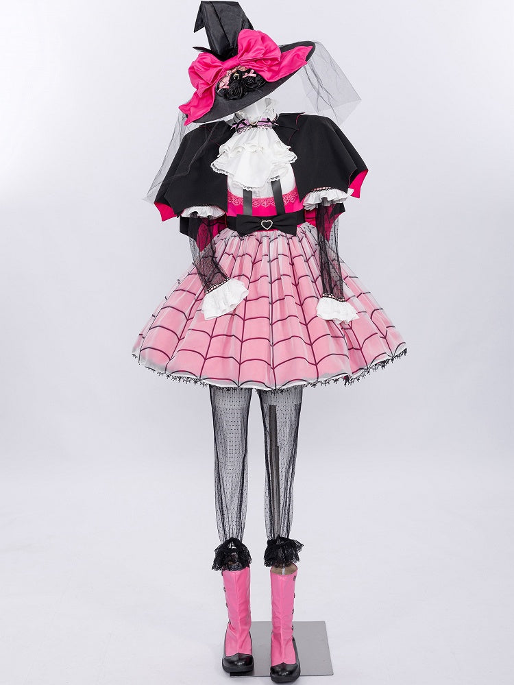 Fanart Fashion Outfit Hot Pink Under Bust Dress + Shirt + Cape + Leg Sleeves Full Set