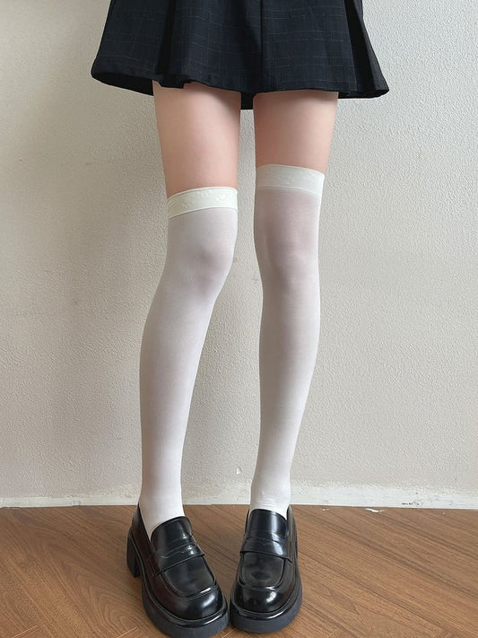 White/Milk White/Black Overknee Stockings