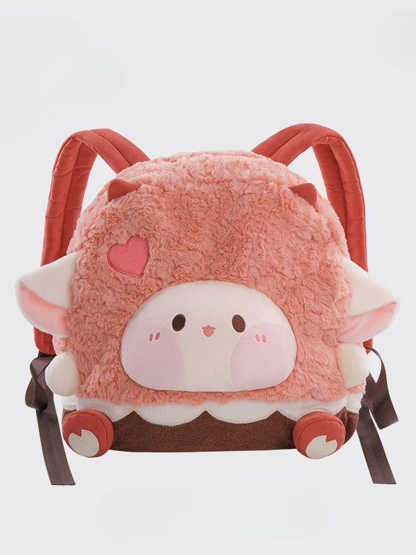 Pink Heart Design Cute Plush Lamb Backpack Middle/Large Size