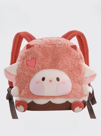 Pink Heart Design Cute Plush Lamb Backpack Middle/Large Size