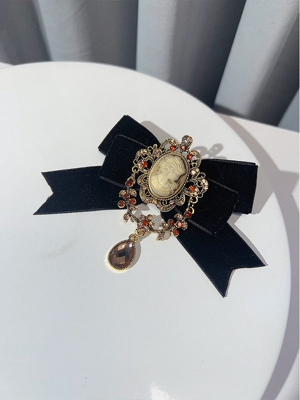 Red/Brown/Black Preppy Style Rhinestone Decorated Bow Tie