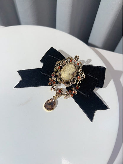 Red/Brown/Black Preppy Style Rhinestone Decorated Bow Tie