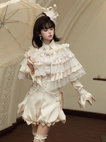 Black / Apricot Layered Ruffles Overlay