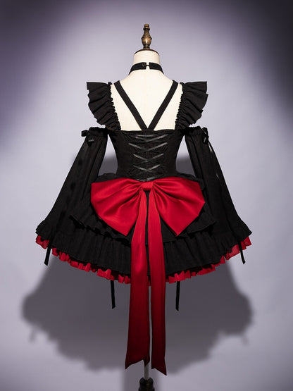 Fan Art Fashion Miss Devil Black Dress with Pumpkins Crossbody Full Set