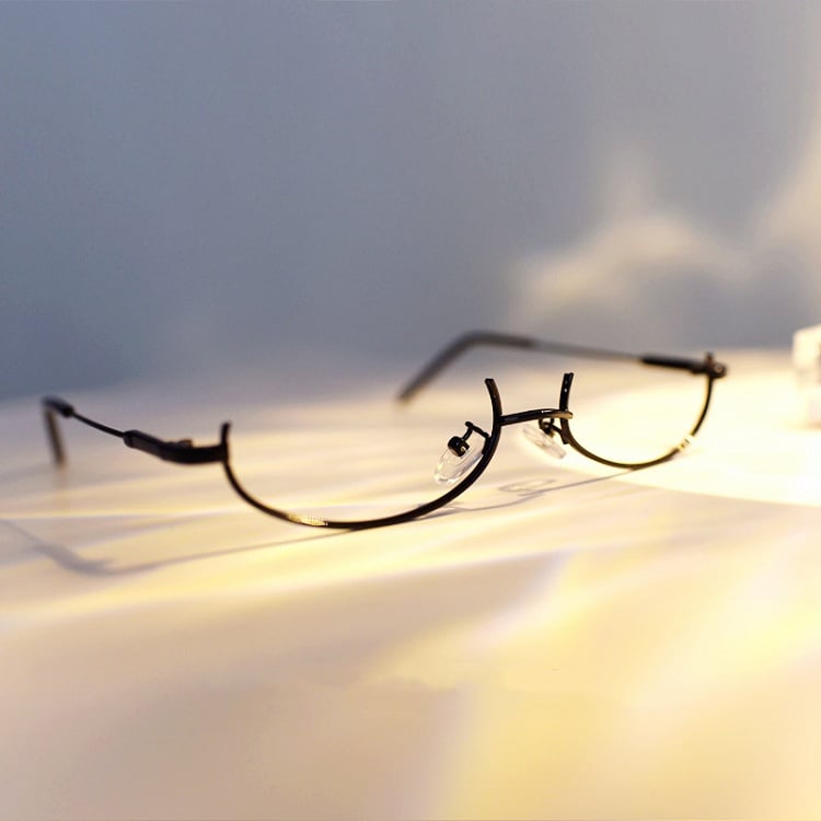 Cyberpunk Black Semi-rimless Glasses Y2K Lensless Eyeglasses Frame