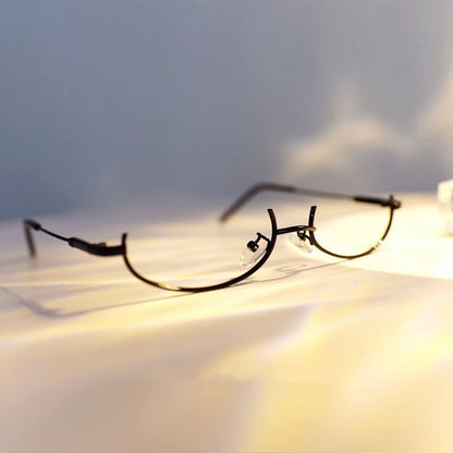 Cyberpunk Black Semi-rimless Glasses Y2K Lensless Eyeglasses Frame