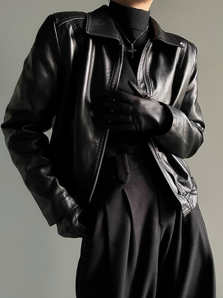 Ouji Lolita Black Unisex Slim Fit Long-Sleeve Turtleneck Sweater