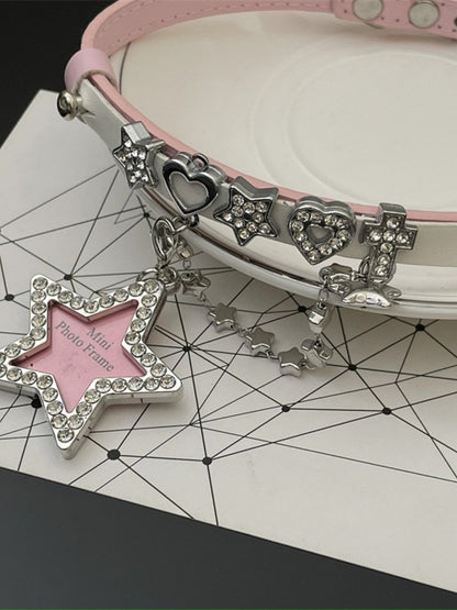 Pink Star Pendant PU Choker