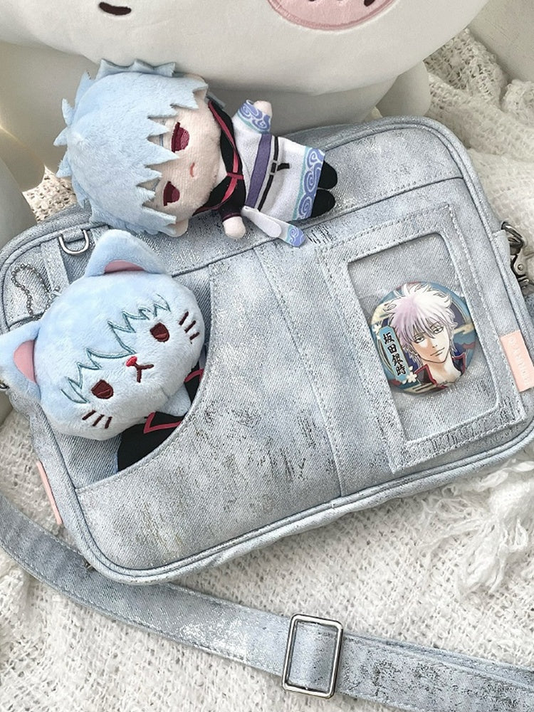 Light Blue PU Ita Crossbody Bag