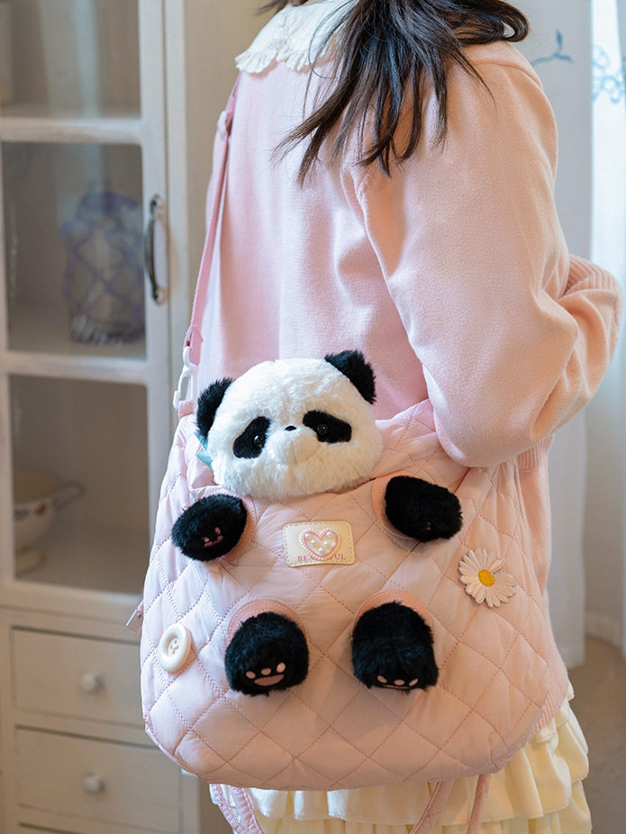 Pink Cut-out Design Crossbody Bag With 4 Options Detachable Plushie