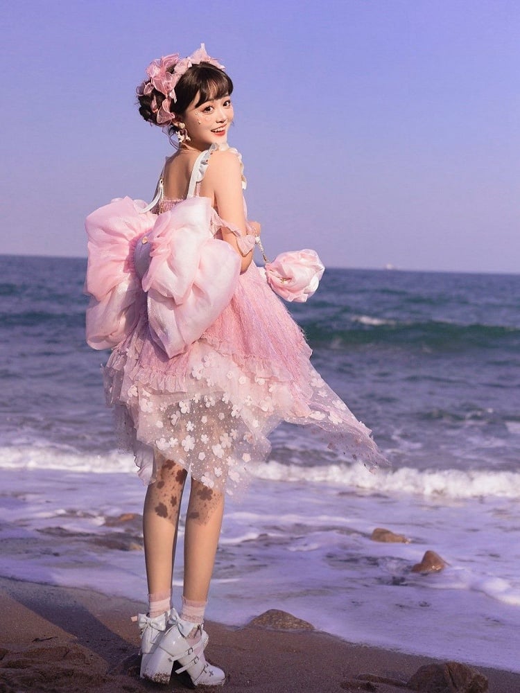 Best Seller Light Pink Cute Big Bow Backpack 3 Size Options