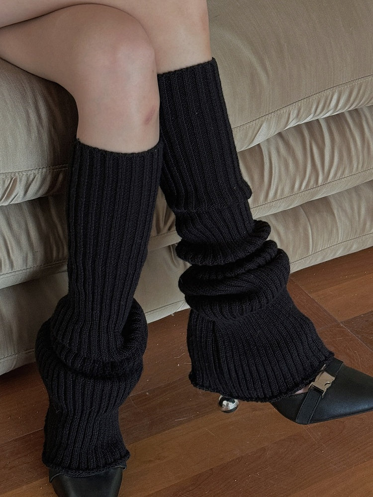 Off-white/Apricot/Red/Coffee/Dusty Purple/Black Knitted Leg Warmers