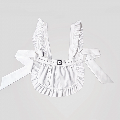 White Flutter Sleeves Self-tie Apron