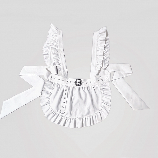 White Flutter Sleeves Self-tie Apron