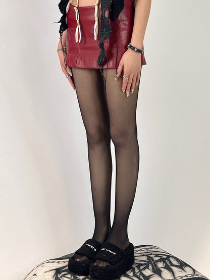 Black/Brown Semi-sheer Tights