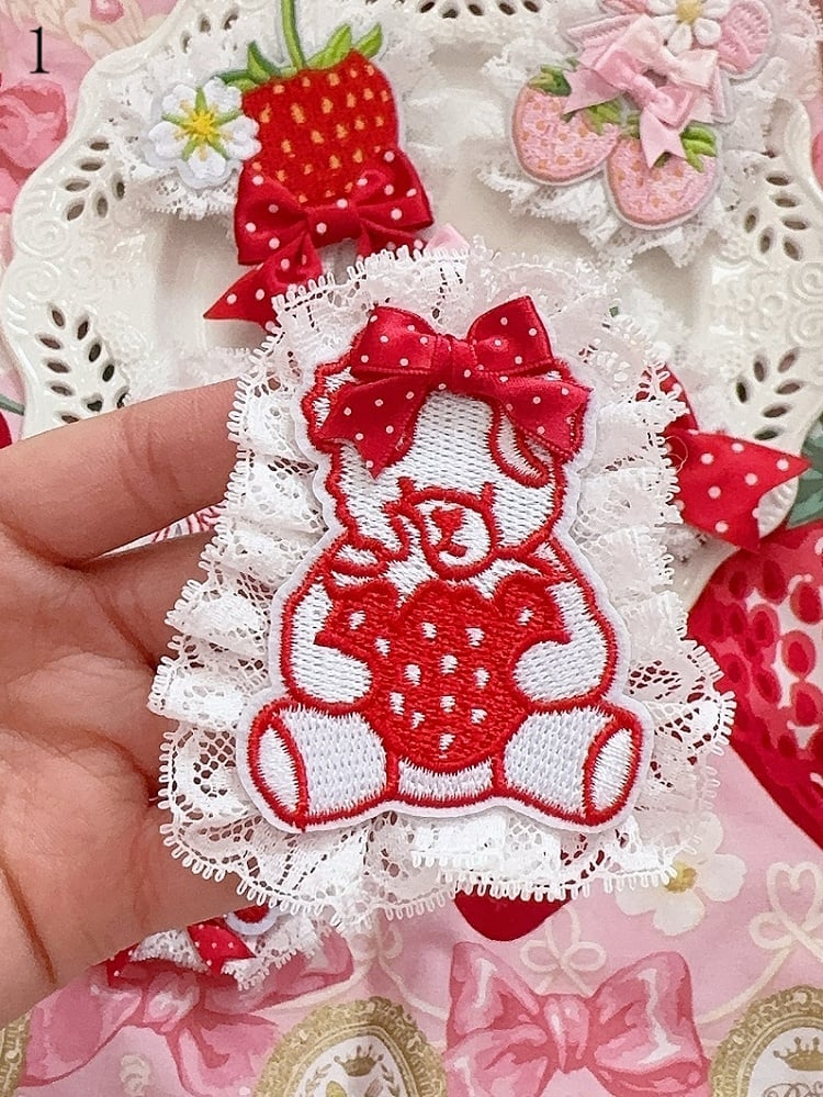 6 Options Bear/Cherry/Strawberry Brooch