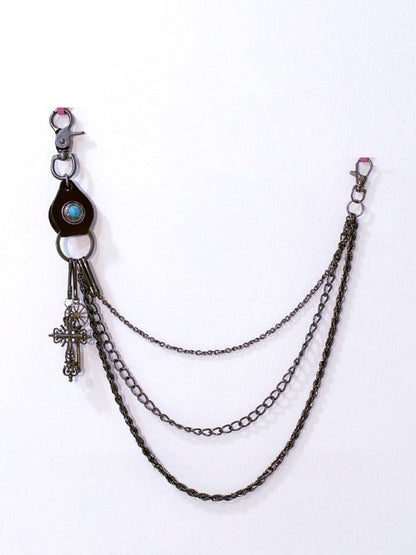 Steampunk Black Cross Charm Waist Chain