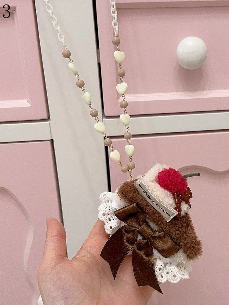 5 Options Plush Cake Pendant Beaded Necklace