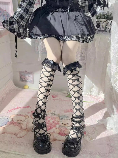 Bowknot at Top Black High Block Heel Platform Mary Janes