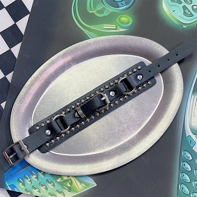 Black/White Pop Punk Circular Ring Charm Bracelet