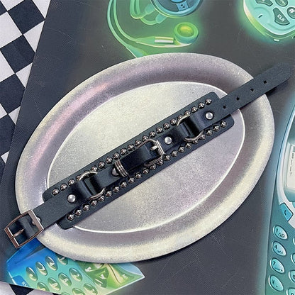 Black/White Pop Punk Circular Ring Charm Bracelet