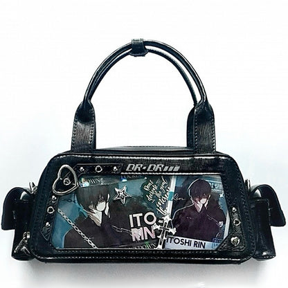 Black Heart Buckle Decorated Ita Bag