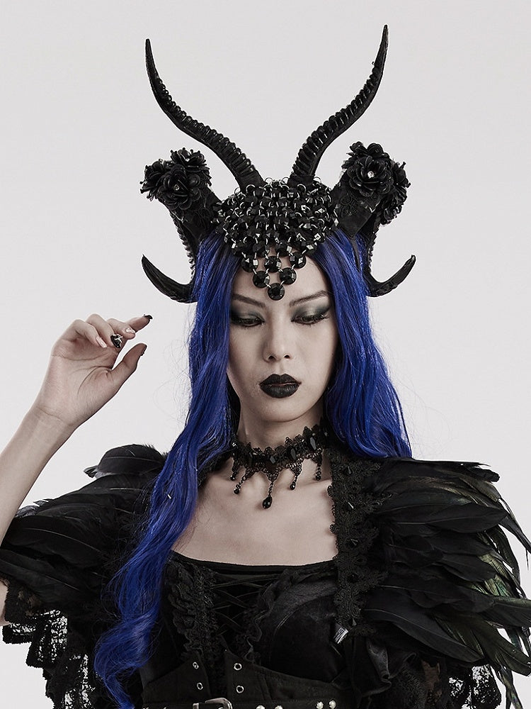 Black Goth Demon Horn Headwear