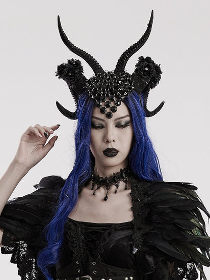 Black Goth Demon Horn Headwear