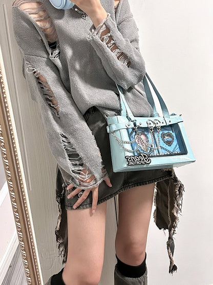 Detachable Chains Blue Ita Shoulder Bag