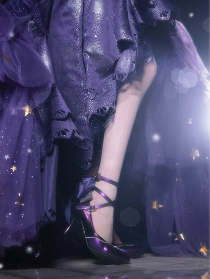 Star Sea Shimmer Purple High Heels Bow at Back