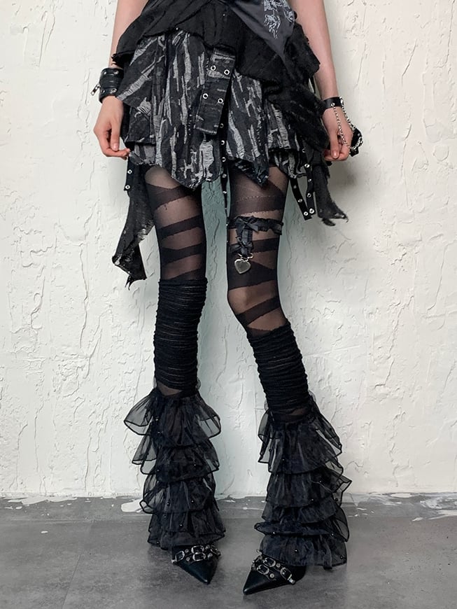 Black Y2K Crisscorss Banded Tights