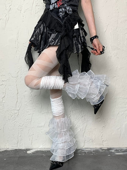 White Y2K Crisscorss Banded Tights