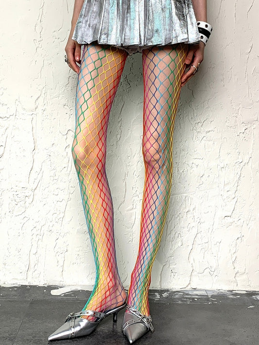 Colorful Y2K Regular Version Fishnet Tights