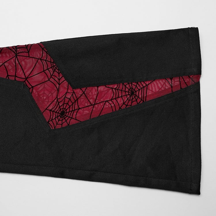 Black and Red Goth Pointed Flared Trousers