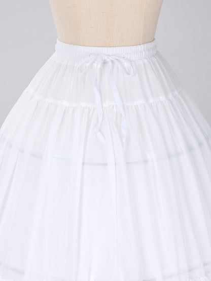 75cm White/Beige Tiered Hemline Birdcage Chiffon Fish-bone Petticoat