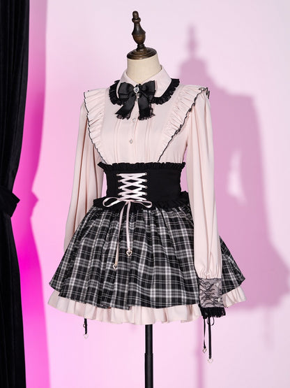 Ai Hoshino Inspired Black Plaid and Pink Jirai Kei Skirt from Oshi no Ko