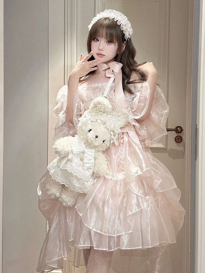 Sweet White Bunny Bag for Lolita - Multi-Way Wear with Interchangeable Outfits & Bows