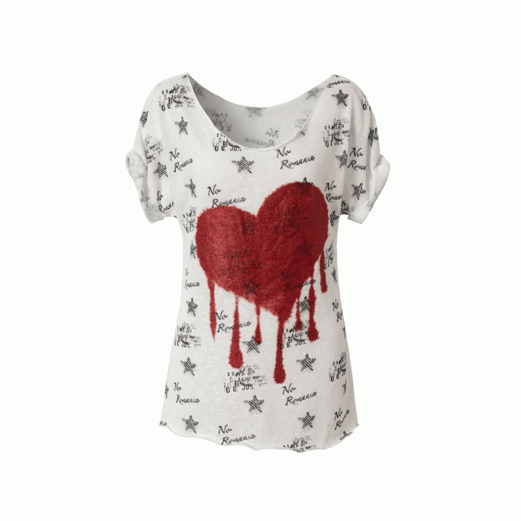 Black/White Distressed Design Navycore Graphic T-shirt