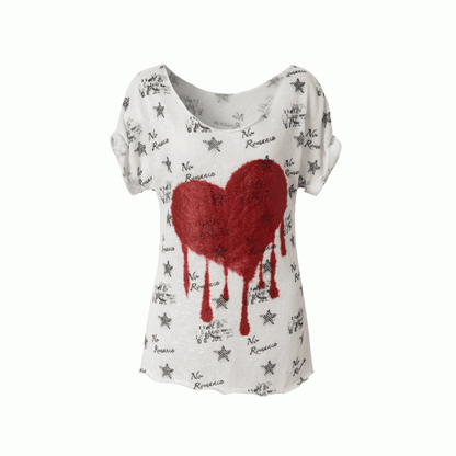 Black/White Distressed Design Navycore Graphic T-shirt