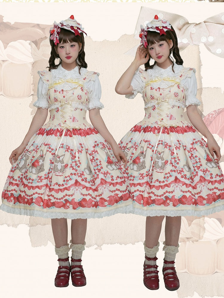 Bowknot Decoration Lace Trim Pink/Yellow/Blue Strawberry Hat