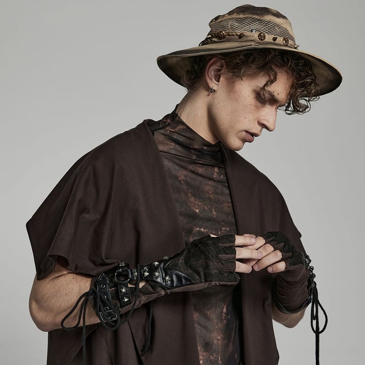 Coffee Punk Hollow-out Design Gloves