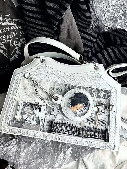 White Snake Scale PU Ita Shoulder Bag