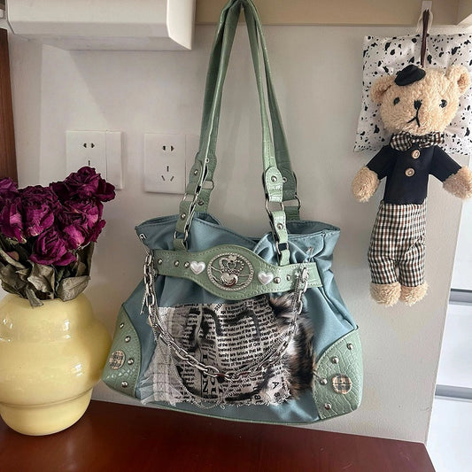 Mint Green Y2K Vintage Alternative Underarm Shoulder Bag