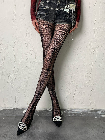Black Gothic Skeleton Hollow-out Tights
