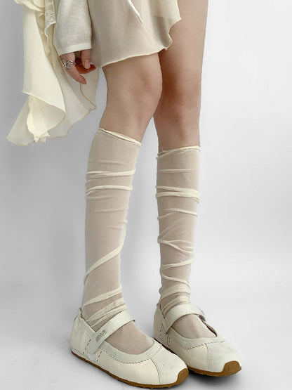 Beige/Pink/White/Nude Loose Under-Knee Stockings