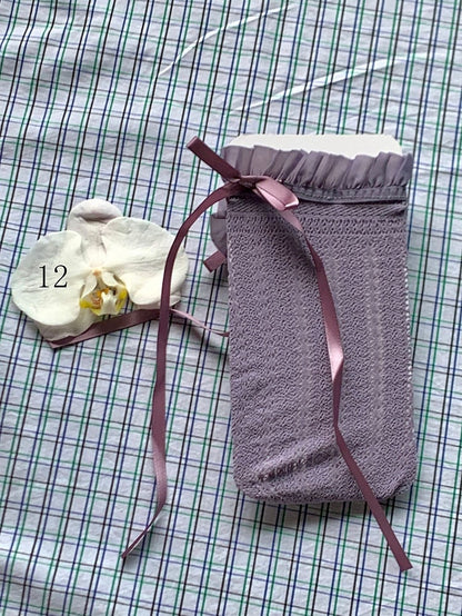 White/Milky White/Black/Red/Purple/Grey/Brown Lolita Lace Trim Bowknot Socks