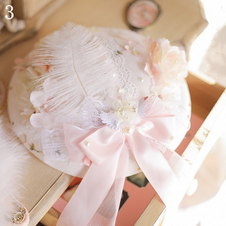 4 Options Beaded Decorated Floral Design Bowknot Decorated Mini Hat