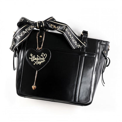 Black Bowknot and Heart-shaped Charm Ita Bag
