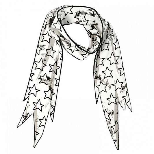 White Star Asymmetrical Hem Distressed Scarf