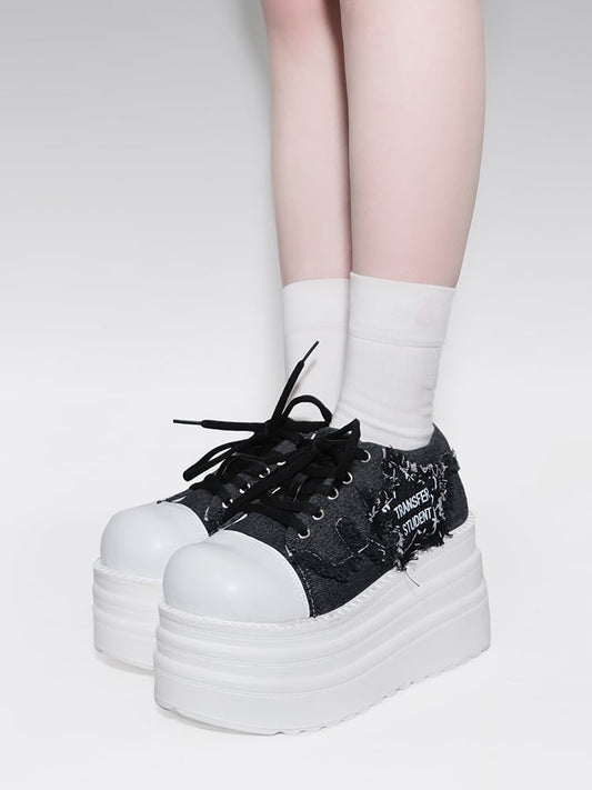 Denim Stars Black Punk Rock Platform Sneakers